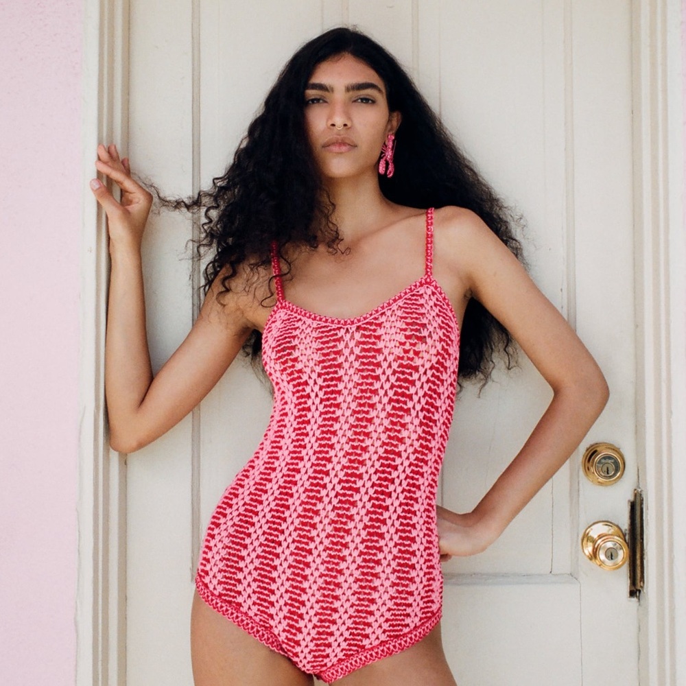 Zara Pink and White Bodysuit